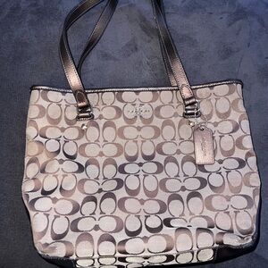 Vintage Coach Signature Tote Bag - Metallic Brown